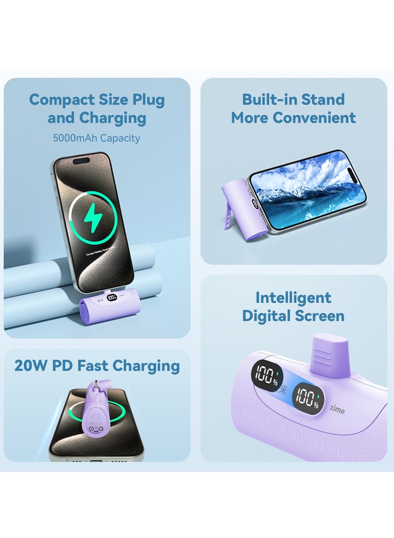 zime باور بانك زيم كابسول، شاحن محمول صغير مع موصل مدمج، بطارية بسعة 5,000 مللي أمبير 22.5 واط، لجهاز آيفون 14/13/12 - Image 4