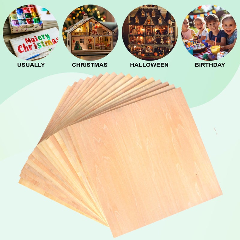 QSJQAMG 30 Pack 12"x12"x1/8" Basswood Sheets for Crafts,3mm Craft Wood Plywood,Unfinished Wood,for DIY Ornaments and Model Engraving,Wood for Laser Cutting,Architectural Models,Drawing,Wood Burning - Image 4