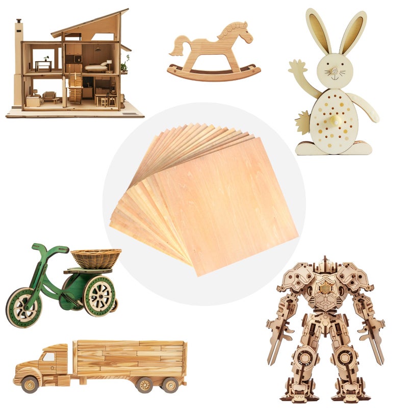 QSJQAMG 30 Pack 12"x12"x1/8" Basswood Sheets for Crafts,3mm Craft Wood Plywood,Unfinished Wood,for DIY Ornaments and Model Engraving,Wood for Laser Cutting,Architectural Models,Drawing,Wood Burning - Image 5