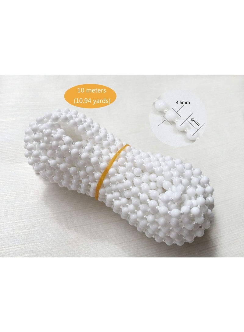 Bukela 10 Meters Roller Blind Bead Chain Cord with 10 Pieces Plastic Roller Blind Chain Connectors for Roller, Roman, Vertical, Venetian Blind, Roller Blind Fittings, Roller Blind Spares, Roller Blind Cord for Roller Blind Replacement Parts Repair Fittings (White) - Image 2