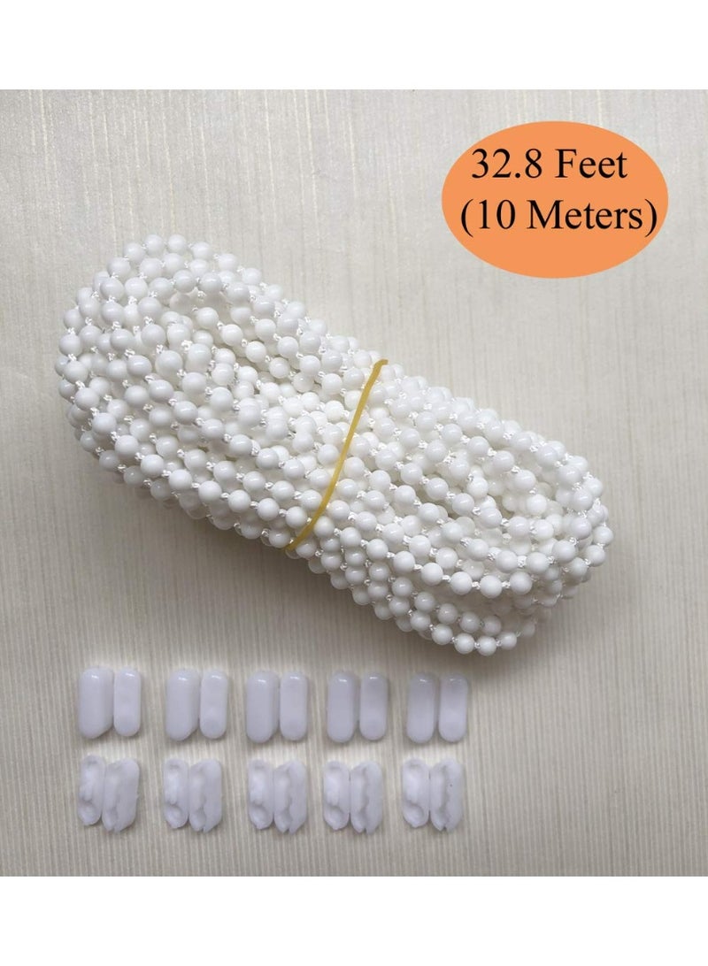 Bukela 10 Meters Roller Blind Bead Chain Cord with 10 Pieces Plastic Roller Blind Chain Connectors for Roller, Roman, Vertical, Venetian Blind, Roller Blind Fittings, Roller Blind Spares, Roller Blind Cord for Roller Blind Replacement Parts Repair Fittings (White) - Image 4