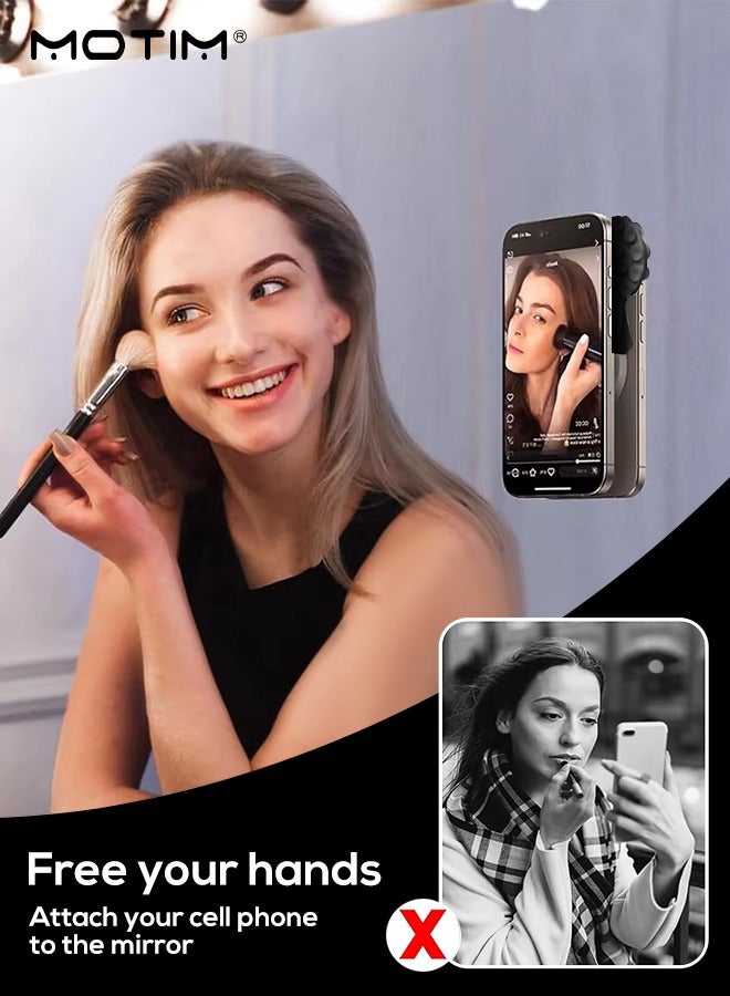 Motim 2Pcs Silicone Suction Phone Case Mount, Two-Sided Adhesive Phone Suction Grip, Hands-Free Anti-Slip Mobile Accessory Holder, Hands-Free Toy Mirror Shower Phone Holder, Tiktok Videos and Selfies  - Image 3