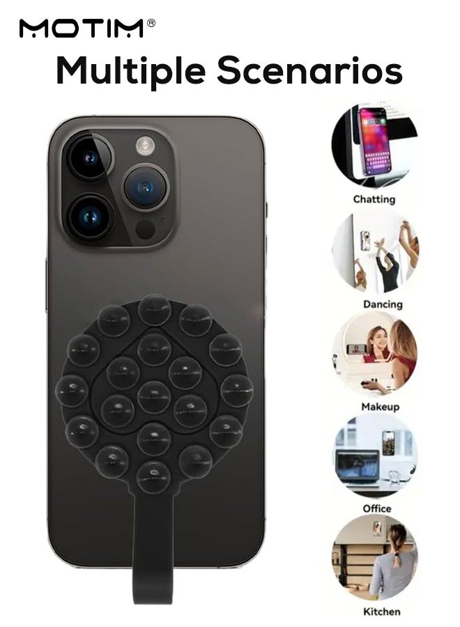 Motim 2Pcs Silicone Suction Phone Case Mount, Two-Sided Adhesive Phone Suction Grip, Hands-Free Anti-Slip Mobile Accessory Holder, Hands-Free Toy Mirror Shower Phone Holder, Tiktok Videos and Selfies  - Image 5