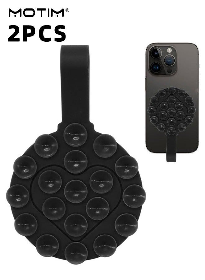 Motim 2Pcs Silicone Suction Phone Case Mount, Two-Sided Adhesive Phone Suction Grip, Hands-Free Anti-Slip Mobile Accessory Holder, Hands-Free Toy Mirror Shower Phone Holder, Tiktok Videos and Selfies  - Image 1