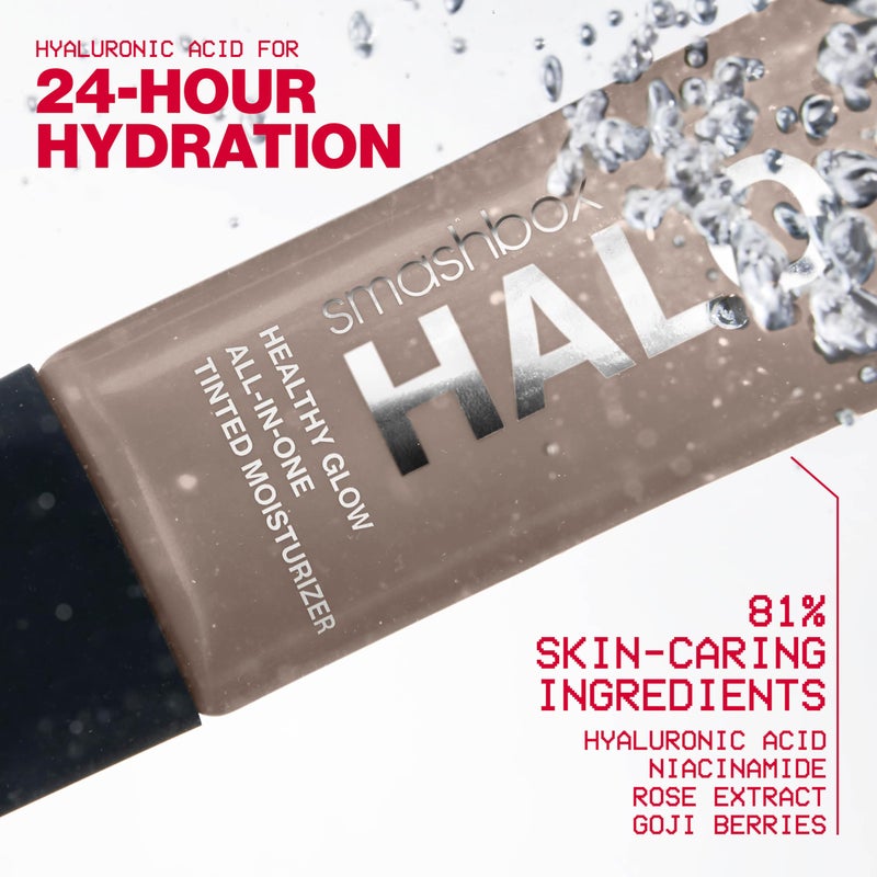 Smashbox Halo Healthy Glow All-In-One Tinted Moisturizer SPF 25 | Hydrating, Long Wearing, Tinted Moisturizer with SPF | Hyaluronic Acid, Mini, 0.41 Fl Oz, Light Medium - Image 3