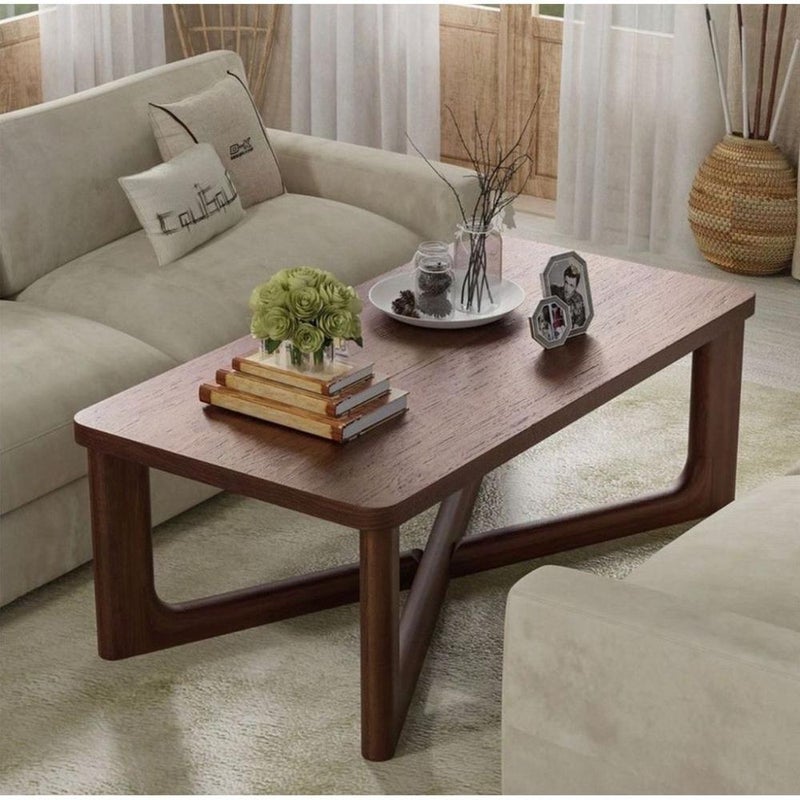 بيتك طاولة قهوة خشب سنديان بني - 120×60×50 سم - Image 1