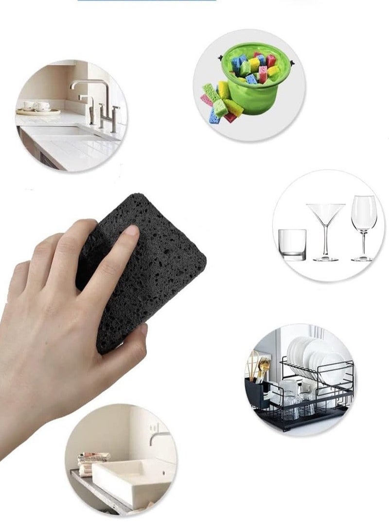 8 عبوات إسفنج فرك غير خدش - إسفنج للأطباق وغسل الأطباق، إسفنج تنظيف للمطبخ المنزلي سيارات الحمام، أسود. - Image 2