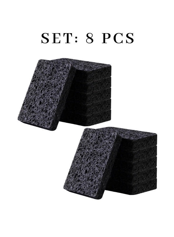 8 عبوات إسفنج فرك غير خدش - إسفنج للأطباق وغسل الأطباق، إسفنج تنظيف للمطبخ المنزلي سيارات الحمام، أسود. - Image 3