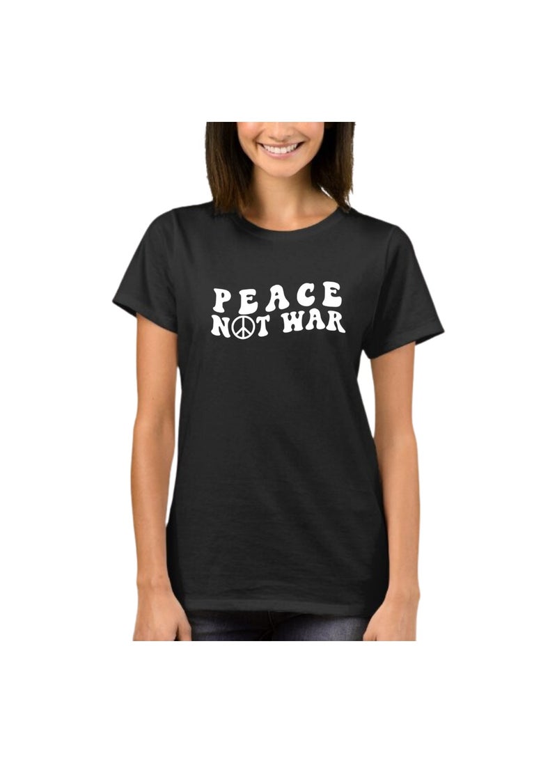 PRINTSHOP4ME - Peace Love Women's T-Shirt–Cotton Half Sleeve Round Neck Soft&Breathable Fabric Casual Wear For Everyday Comfort|Gift For Special Events - Image 1
