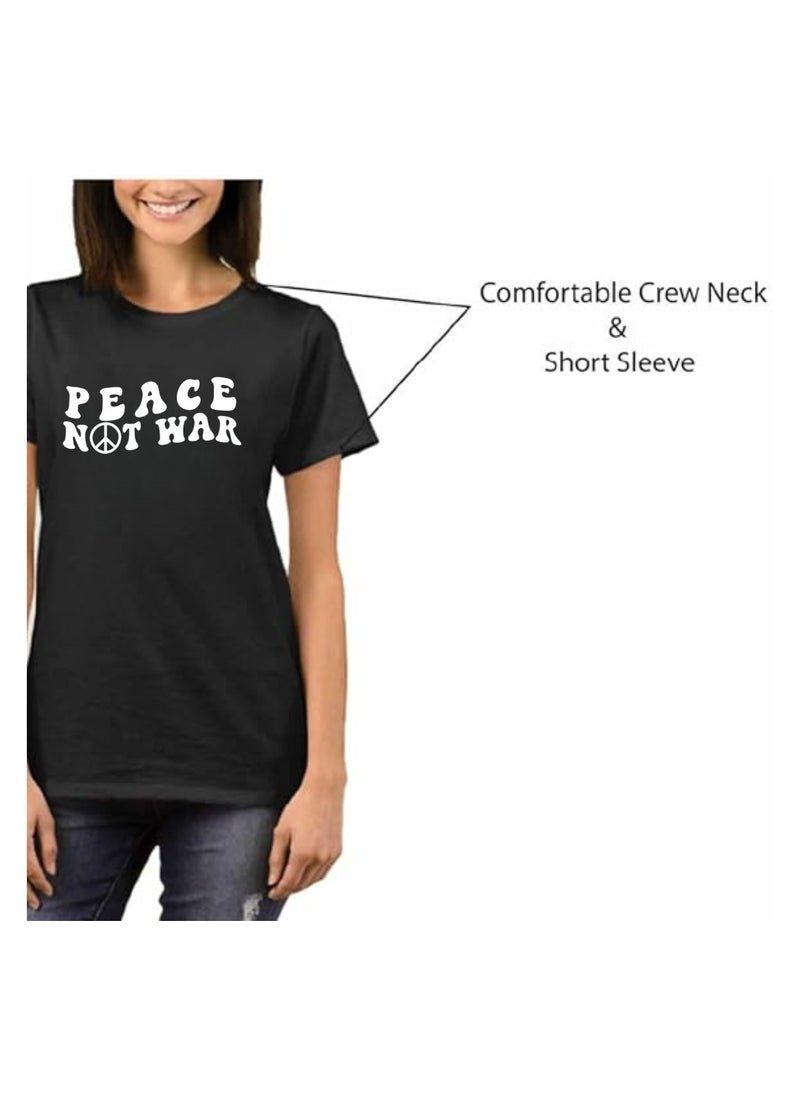 PRINTSHOP4ME - Peace Love Women's T-Shirt–Cotton Half Sleeve Round Neck Soft&Breathable Fabric Casual Wear For Everyday Comfort|Gift For Special Events - Image 1