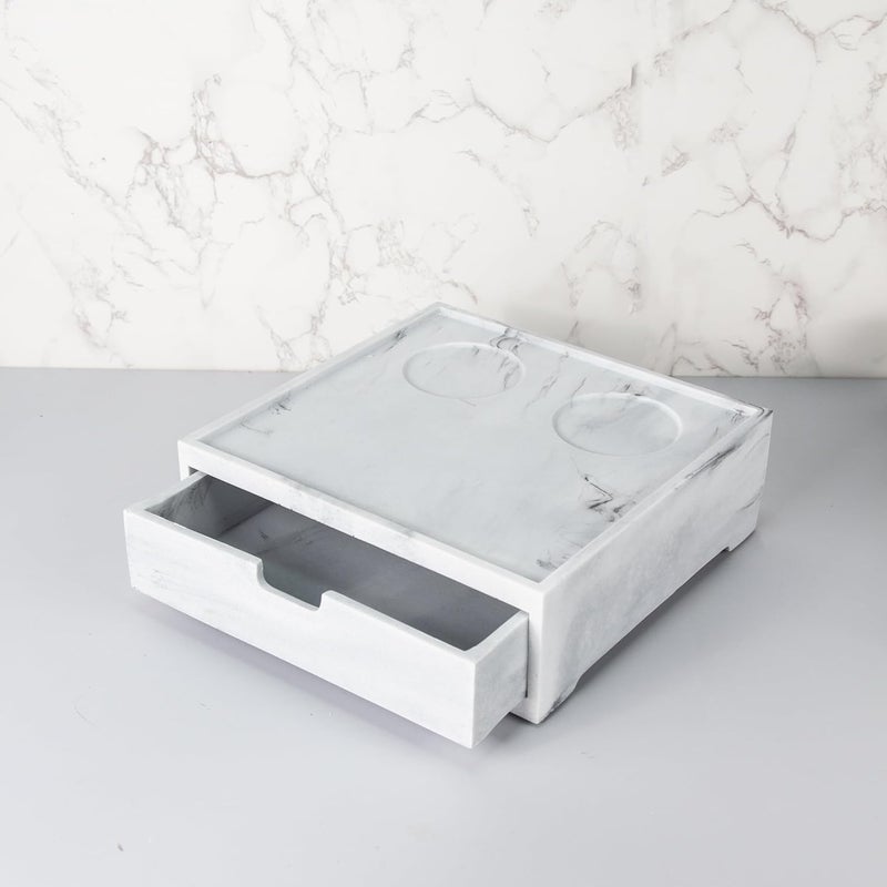 Kuber Industries Kuber Industries Premium 6 Pcs Polyresin Bathroom Accessories Set Soap Dish Tray Towel Tray Kettle Tray Amenity Box Moisture Resistant Kitchen Set Non Fragile Scratch Proof White Kit  - Image 2
