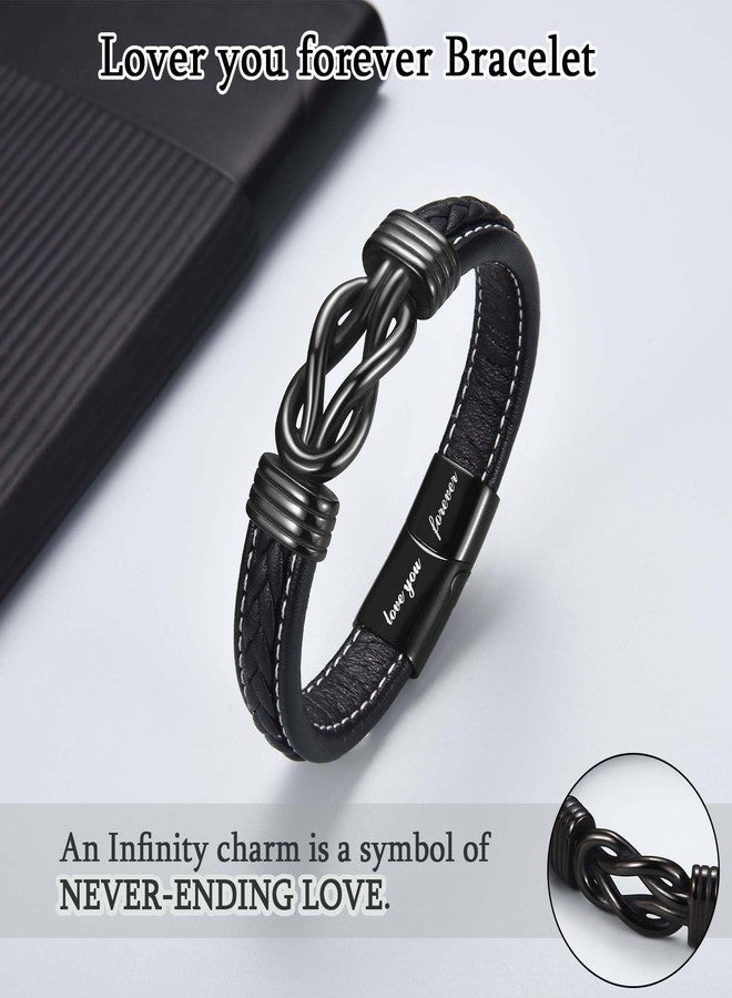 FIEEFX Friend Gifts for Men Male Boys, Leather Bracelet Christmas Birthday Fathers Thanksgiving Graduation Back to School Gifts for Best Friend Men - Image 2