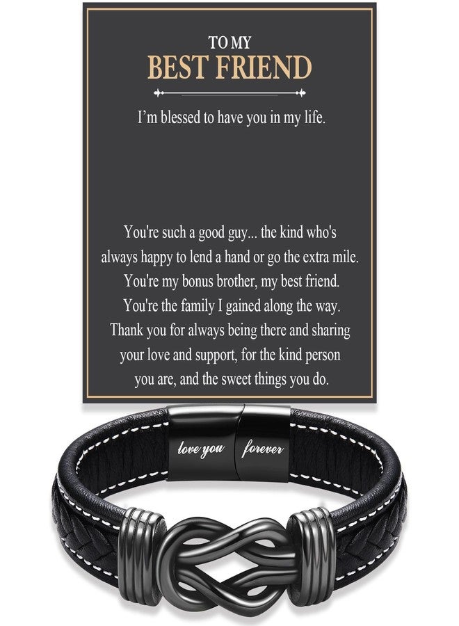 FIEEFX Friend Gifts for Men Male Boys, Leather Bracelet Christmas Birthday Fathers Thanksgiving Graduation Back to School Gifts for Best Friend Men - Image 1