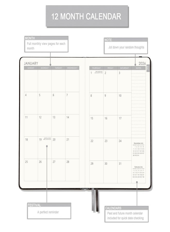 Lemome 2026 Planner - 2026 Planner Weekly and Monthly with Stickers, Faux Leather Cover, Jan. 2026 - Dec. 2026, 5.75" X 8.25", 2026 Yearly Planner, Premium Paper, Pen Holder, Inner Pocket and 44 Notes Pages - Image 3
