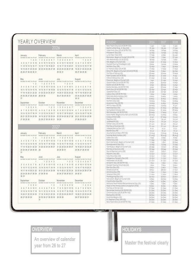 Lemome 2026 Planner - 2026 Planner Weekly and Monthly with Stickers, Faux Leather Cover, Jan. 2026 - Dec. 2026, 5.75" X 8.25", 2026 Yearly Planner, Premium Paper, Pen Holder, Inner Pocket and 44 Notes Pages - Image 5