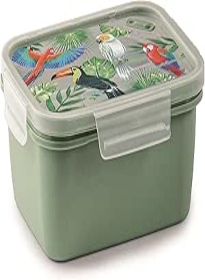 Snips 010080 Tucano Rectangular Lunch Box | Lid with 4 Safety Locks | 1.50 litres | 21 x 16.5 x 8.8 cm | Made in Italy | 0% BPA and Phthalate Free, PP + TPE, 1.5 liters, Green