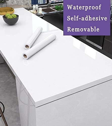 ERATO Glossy Wallpaper Peel & Stick Vinyl Contact Paper Self Adhesive Wallpaper for Kitchen Cabinets Furniture Countertop Removable Waterproof Wallpaper (White Glossy, 2 Feet x 7 Feet) - Image 4