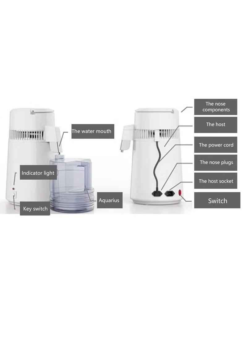 عربست 4L سعة كبيرة المختبر المقطر المنزلية الفولاذ المقاوم للصدأ المقطر المياه النقية صالون التجميل آلة المياه النقية 750W آلة المياه النقية - Image 5