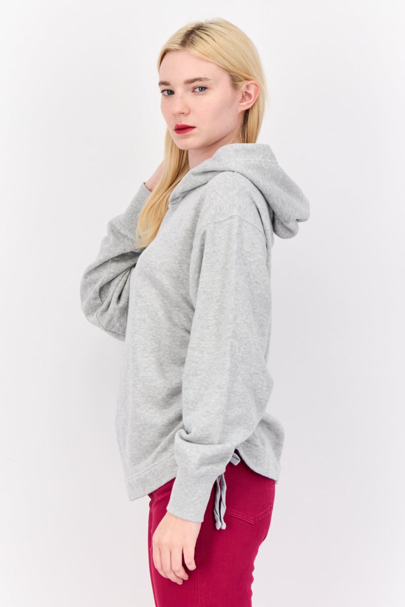 Aerie Women Heather Ruched Long Sleeves Hoodie, Grey - Image 3