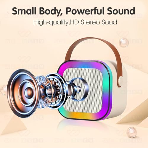 Wembley Karaoke Machine for Kids Adults, Mini Portable Blue-Tooth Karaoke Speaker with Wireless Microphone and Dynamic Lights Birthday Gift Home KTV Outdoor Travel - Image 3