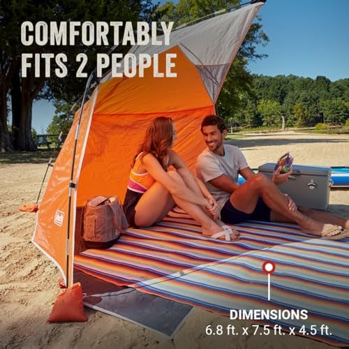 Coleman Skyshade Large Portable Sun Shelter Easy Setup with PreAttached Poles Canopy Provides Cover from Sand Sun Great for Beach Park Tailgating Camping Backyard More - Image 3