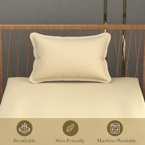 FRESH FROM LOOM Microfiber Hypoallergenic Single Size Solid Plain Bedsheet Set - 240 TC, Includes 1 Pillow Covers (Size- 60x90 inch | Ivory| Solid) - Image 2