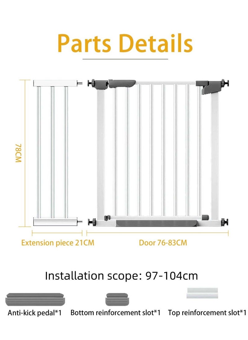 Sinyin Safety Gate Rail, Auto Close Safety Baby Gate, Stair Railing Pet Isolation Fence, Protective Fence, Adjustable Range 97-104cm, For Stairs, Doorways (Safety Railing + 21cm Extension Kit)  - Image 5