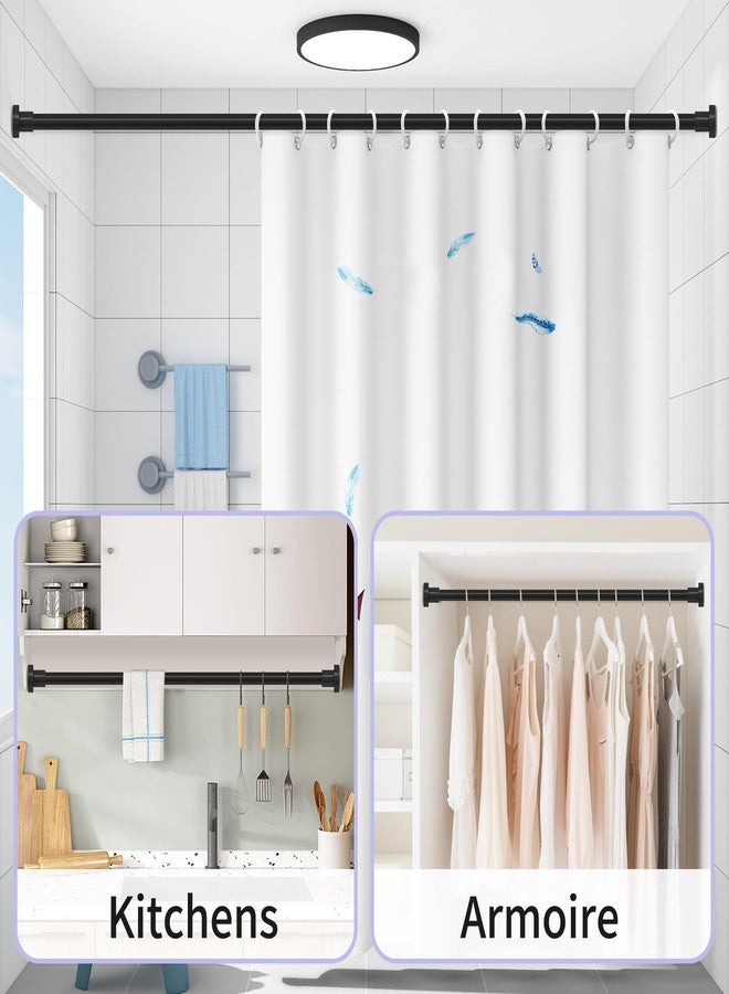 HTZON Shower Curtain Rod Spring Tension:Black Shower Rods for Bathroom 18 to 49 Inch,1 Inch Modern Heavy Duty Adjustable Tension Shower Curtain Rod No Drilling No-Slip Easy Install,Matte Black - Image 3
