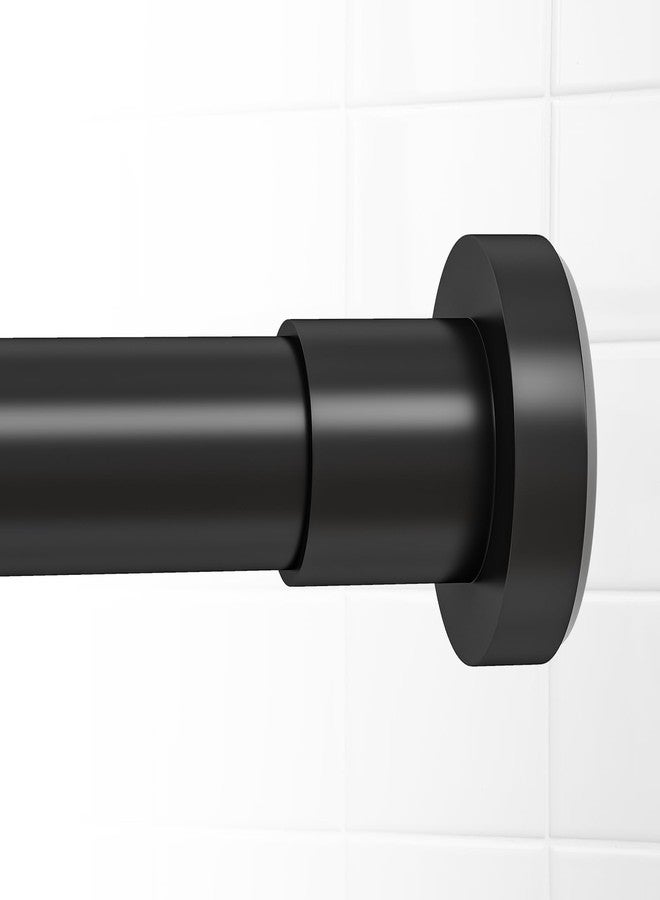 HTZON Shower Curtain Rod Spring Tension:Black Shower Rods for Bathroom 18 to 49 Inch,1 Inch Modern Heavy Duty Adjustable Tension Shower Curtain Rod No Drilling No-Slip Easy Install,Matte Black - Image 1