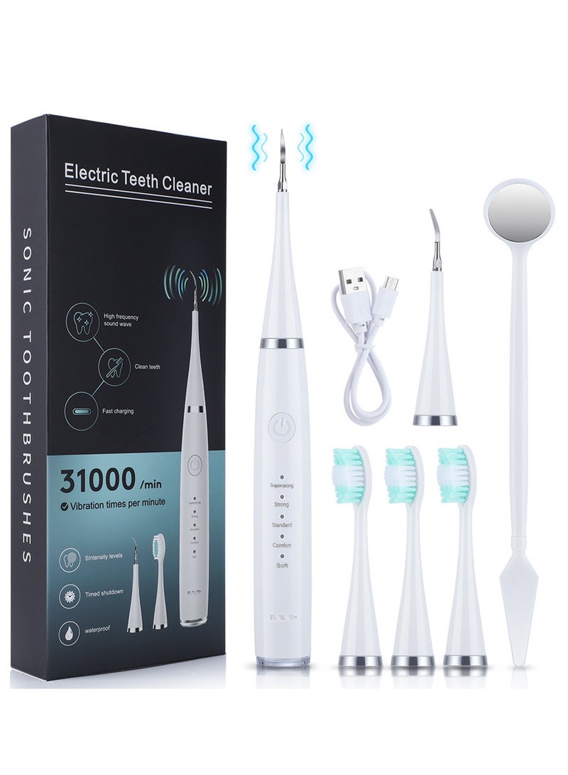 Arabest Teeth Cleaning Kit,Electric Toothbrush&Tartar Remover,With 3 toothbrushe heads(WHITE) - Image 1