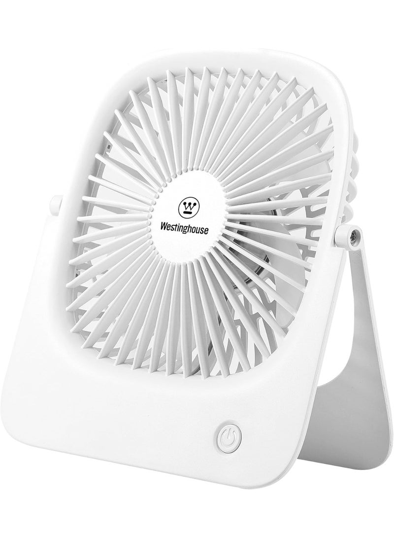 Westinghouse Westinghouse Portable USB Fan – 4 Speed Rechargeable Battery Operated Desk Fan, 3-in-1 Compact Design, Quiet Air Circulator for Home, Office, Travel – 144mm x 181mm  - Image 1