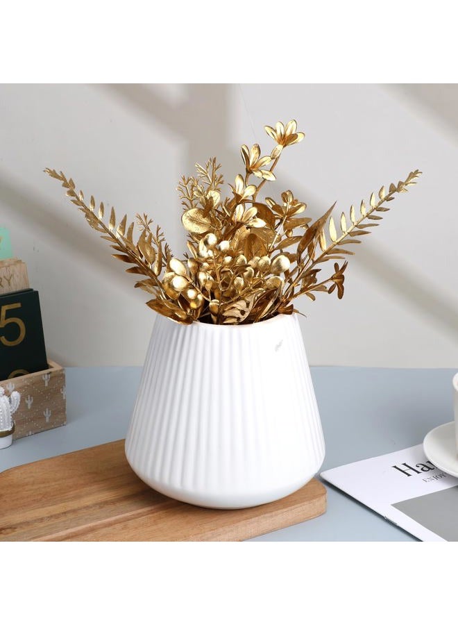 Lnngub 30 Pcs Gold Leaves Artificial Flowers Mini Simulation Gold Eucalyptus Stems Cedar Elm Leaves Grass Stems for Wedding Picks Decoration Centerpieces DIY Wreath Crafts Christmas Tree Filler - Image 4