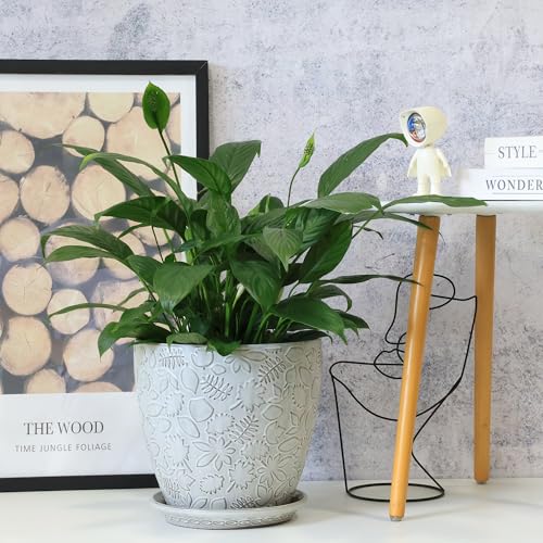 Bestseler 10inch Retro Ceramic Planter with Drainage Hole and Saucer for Multiple Plants, Indoor-Outdoor Garden Pots for Succulent, Orchid, and Flower (Fits Inner Pots Up to 9 Inch, Retro White) - Image 4