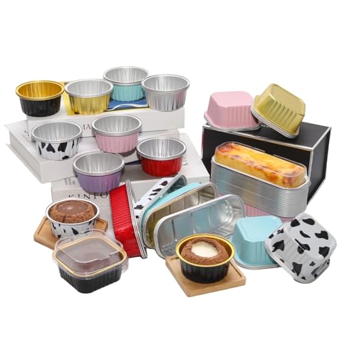 Wuyituart 100 Pack 5oz Aluminum Cups with Lids Mini Tins Flan Containers with Lids Cupcake Baking Holders, Silver - Image 3