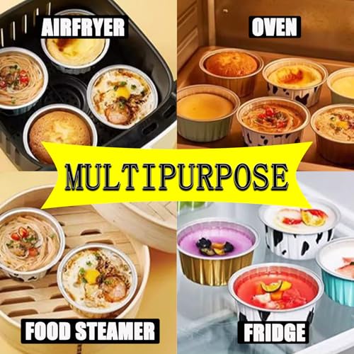 Wuyituart 100 Pack 5oz Aluminum Cups with Lids Mini Tins Flan Containers with Lids Cupcake Baking Holders, Silver - Image 5