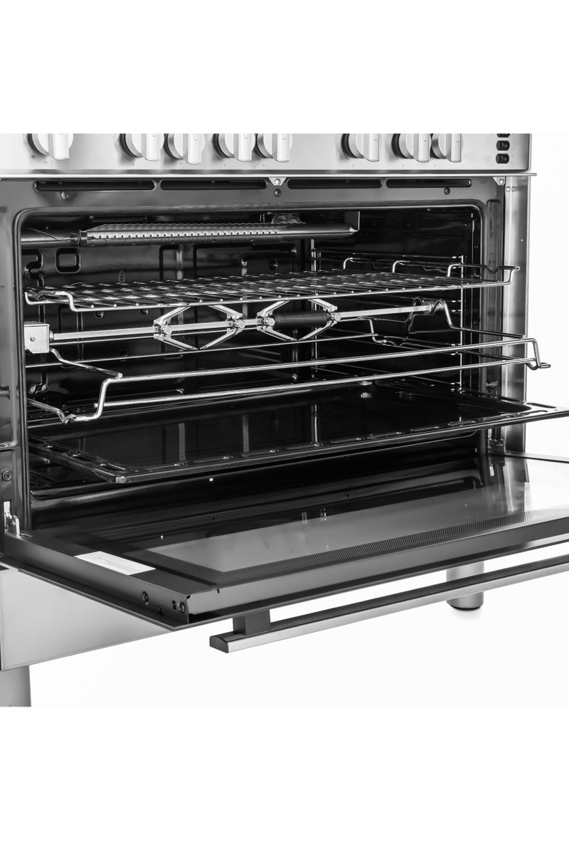 ELBA - 90cm Stainless Steel Gas Cooking Range - Double Ring Burner 5 Zone Cooktop - Auto Ignite - Oven with Grill + Rotisserie - 120' Timer - Knob Control - Cooling Fan + Dishwarmer - Italian Technology - Image 2
