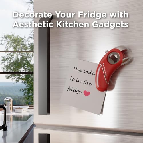 Kitchen Mama Epic One Multifunction Opener: Magnetic Bottle Opener, Beer Soda Opener, Effortless Jar Lid Opener for Seniors and Elderly with weak Hands and Arthritis, Essential Kitchen Gadget (Red) - Image 5