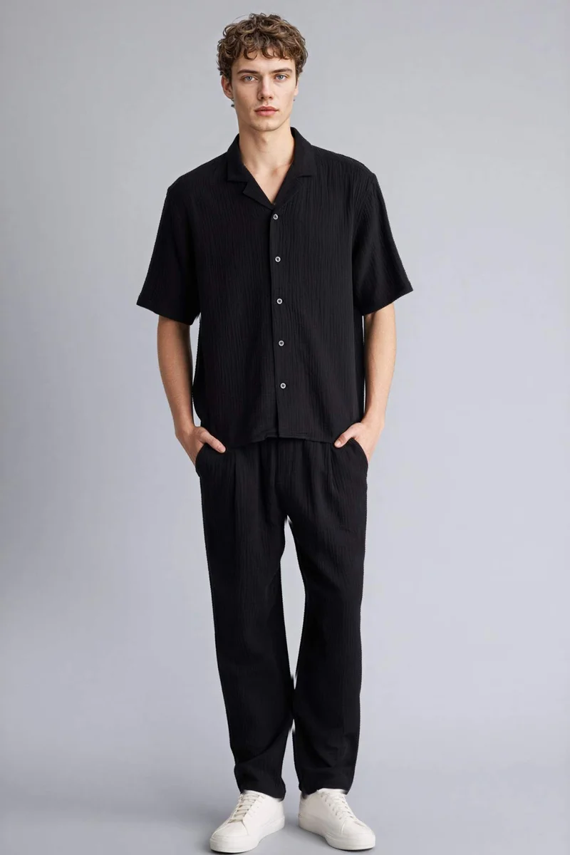ديفاكتو Relax Fit Cotton Trousers