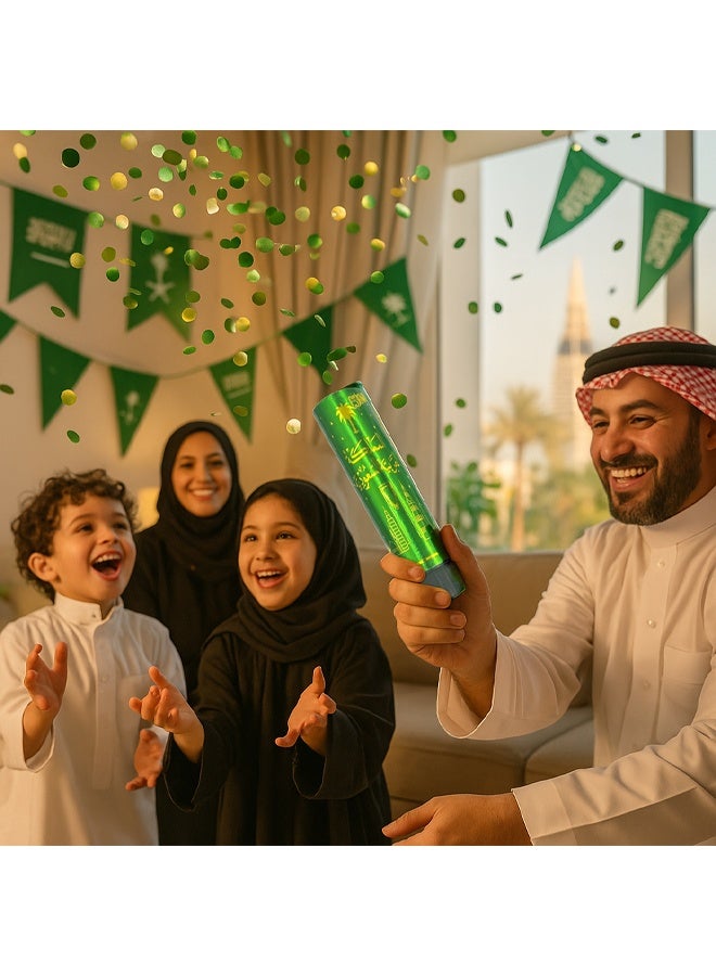سي إس دونا مدافع حفلات كونفيتي خضراء 10 قطع احتفال يوم التأسيس السعودي | مستلزمات احتفالات يوم التأسيس والتجمعات الوطنية - Image 3