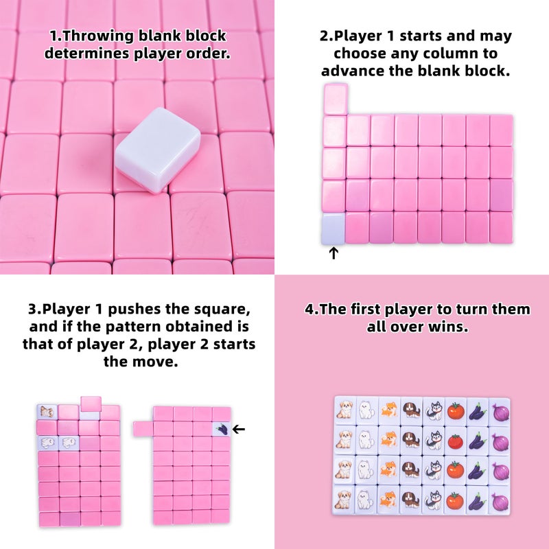 drizzle 129 Tiles Seaside Escape Blocks Game 30mm - Instruction Manual Panda Bag - Dog & Food & National Flag & Vegetables Patterns - Image 3