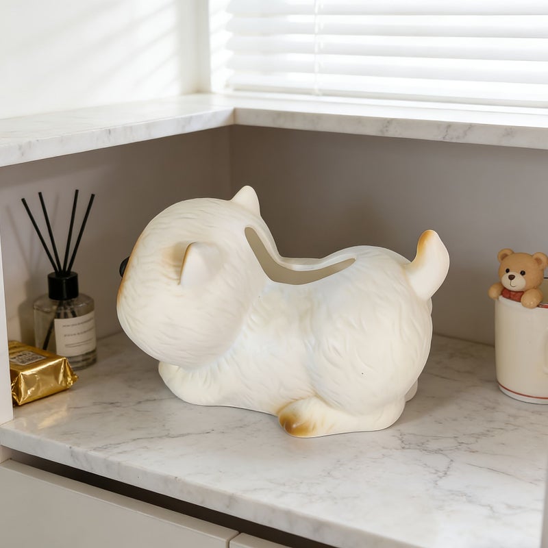 High-End PVC Siamese Cat Tissue Box Milky White CPL 120 Desktop Decoration - Image 3
