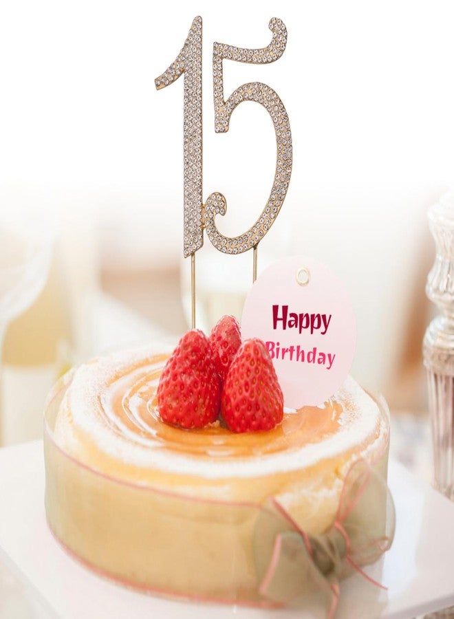 3 قطع من زينة الكيك على شكل الرقم 15، أعواد تزيين مركزية لامعة مرصعة بأحجار الراين، لوازم حفلات الذكرى السنوية، احتفالاً بالذكرى الخامسة عشرة - Image 5
