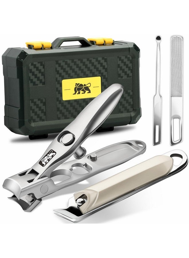 ديجنيتي مقص أظافر DIGNITY للرجال والنساء وكبار السن مع ماسك وقفل أمان، وفتحة فك واسعة، ومجموعة مقص أظافر سميك للأصابع والقدمين، ومقص أظافر بحافة مائلة، ومقص أذن، ومبرد أظافر، مع حقيبة، مجموعة من 4 قطع - Image 1