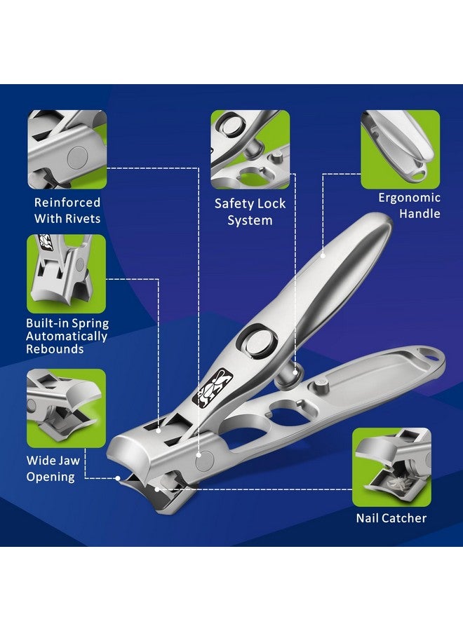 ديجنيتي مقص أظافر DIGNITY للرجال والنساء وكبار السن مع ماسك وقفل أمان، وفتحة فك واسعة، ومجموعة مقص أظافر سميك للأصابع والقدمين، ومقص أظافر بحافة مائلة، ومقص أذن، ومبرد أظافر، مع حقيبة، مجموعة من 4 قطع - Image 2