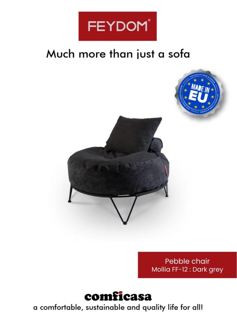 COMFICASA FEYDOM Pebble chair & beanbag : Mollia dark grey - Image 1