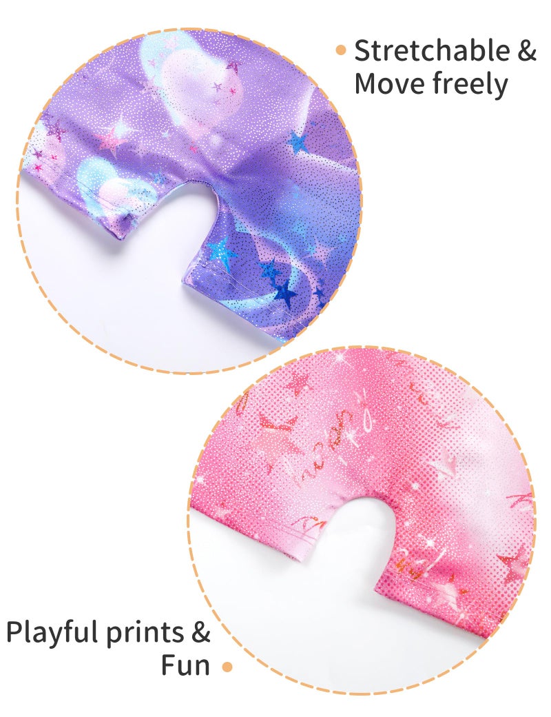 Nokecina Gymnastics Leotards for Girls 8-9 Years Old Sparkly Purple Pink Biketards 2 Pack One Piece Sleeeveless Unitards - Image 5