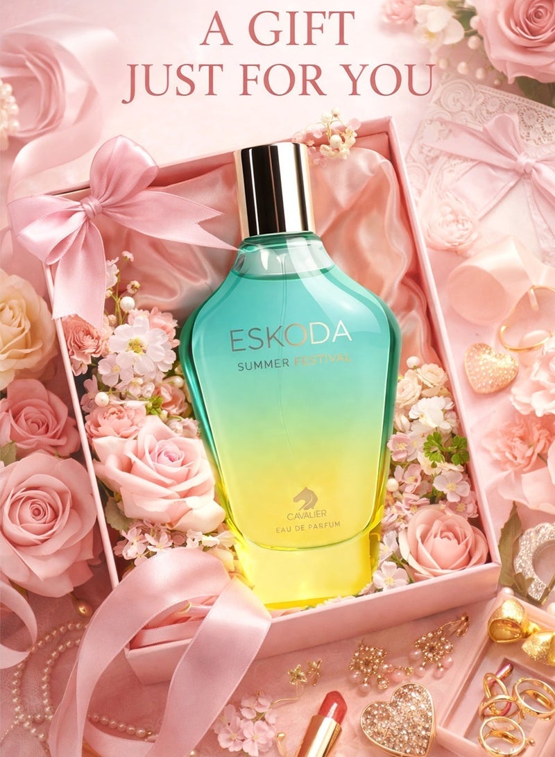 كافاليير بيرفيوم عطر إسكودا سمر فيستيفال أو دو بارفان 100 مل | عطر نسائي فاخر برائحة الفواكه والمياه مع لمسة زهرية | عطر يدوم طويلاً للنساء - Image 5