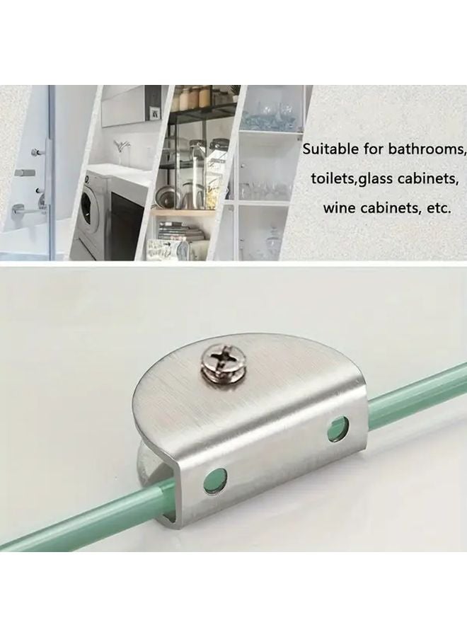 8pcs Silvery Stainless Steel Glass Clips Adjustable Shelf Support Brackets 4 8mm - Image 4