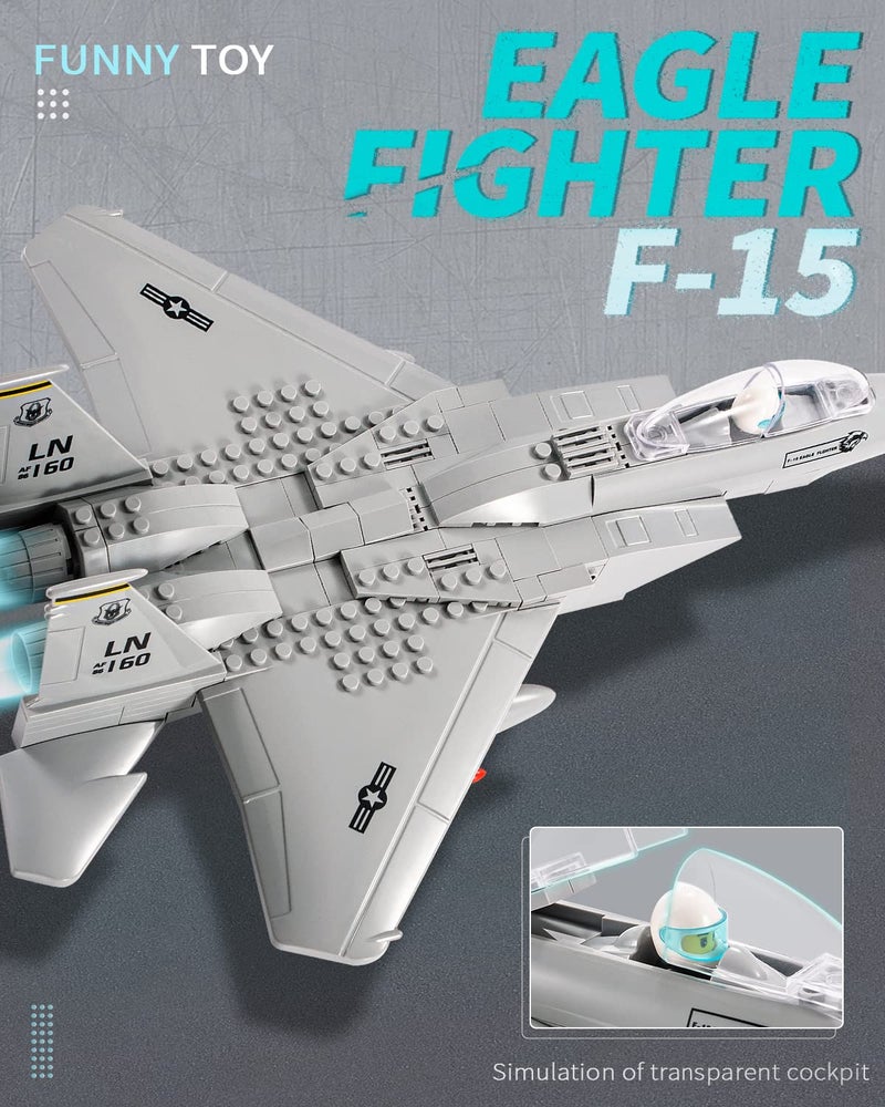 dOvOb Military F-15 Eagle Fighter Jet Building Blocks Set, Army Plane Toys as Gift for Kids or Adult (270 Pieces) - Image 3