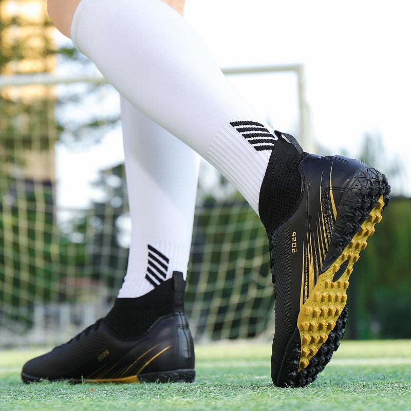 Biayvisas Soccer Cleats for Mens Womens Turf Soccer Shoes Indoor Footall Cleats High Ankle TF AG FG Football Boots Wide Training Sneaker (USW_2501 HEI TF_42) - Image 2